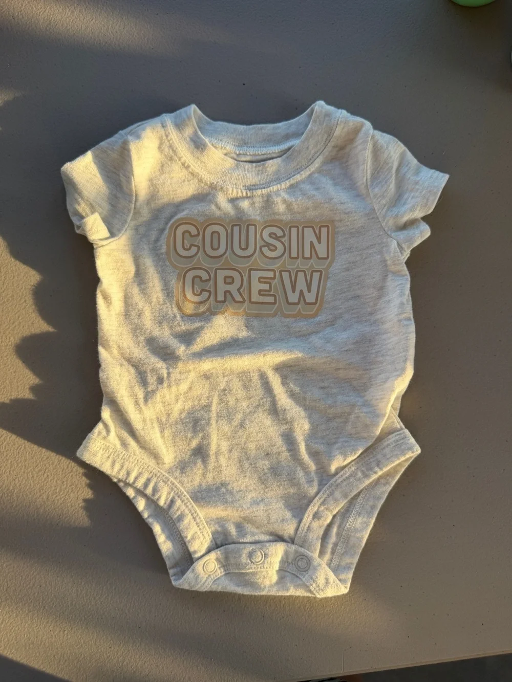 Carter's Neutral 'Cousin Crew' Graphic Onesie in Beige